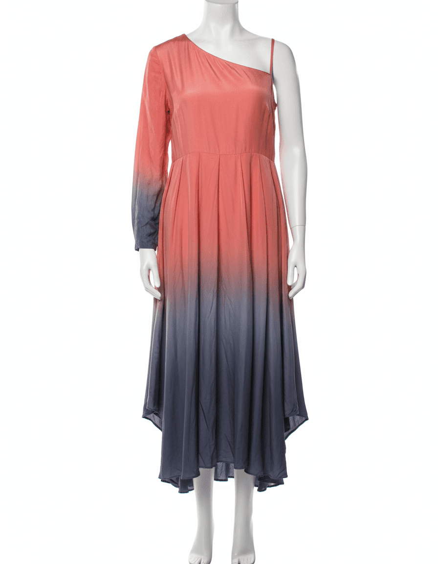 Fetio-One-Shoulder Ombre Flowy Dress
