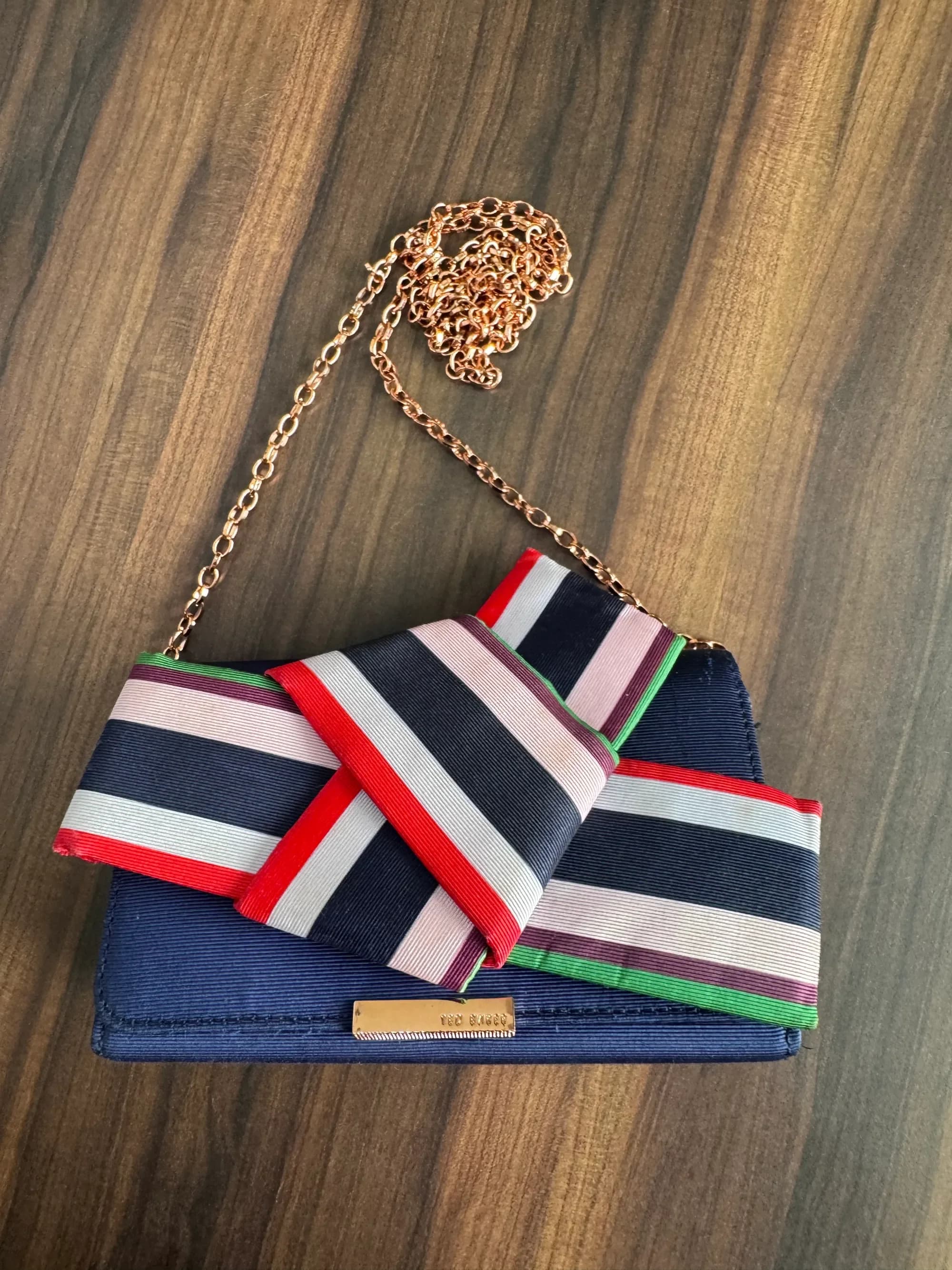 Ted Baker-Ted Baker Navy "Large Bow" Crossbody Clutch