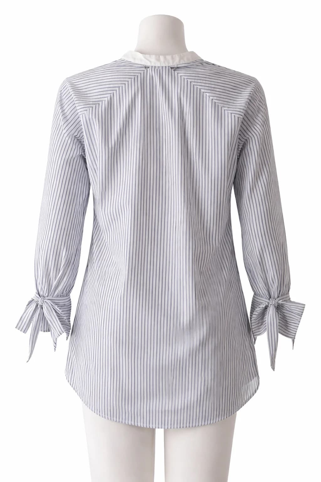 Rag & Bone-Striped Collar Tunic with Tie-Cuffs
