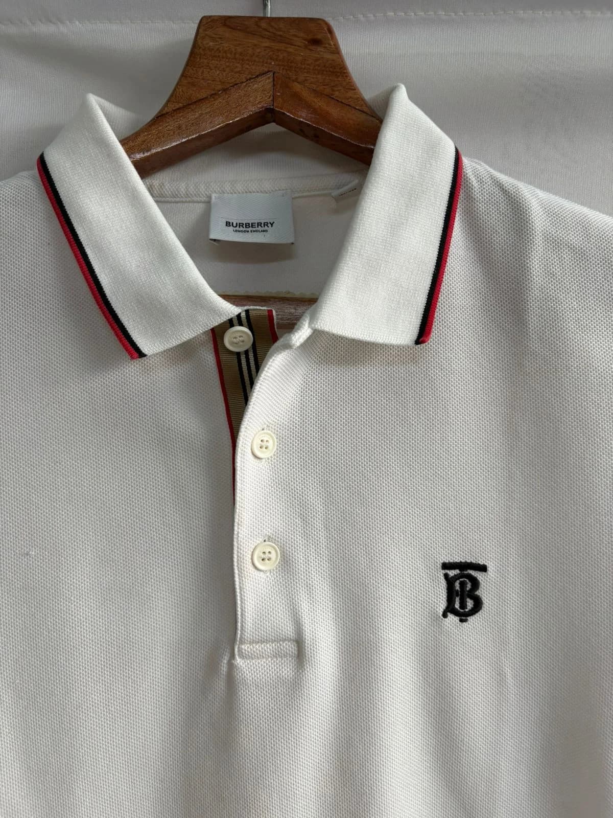 Burberry-Burberry Piqué Polo Shirt (White)