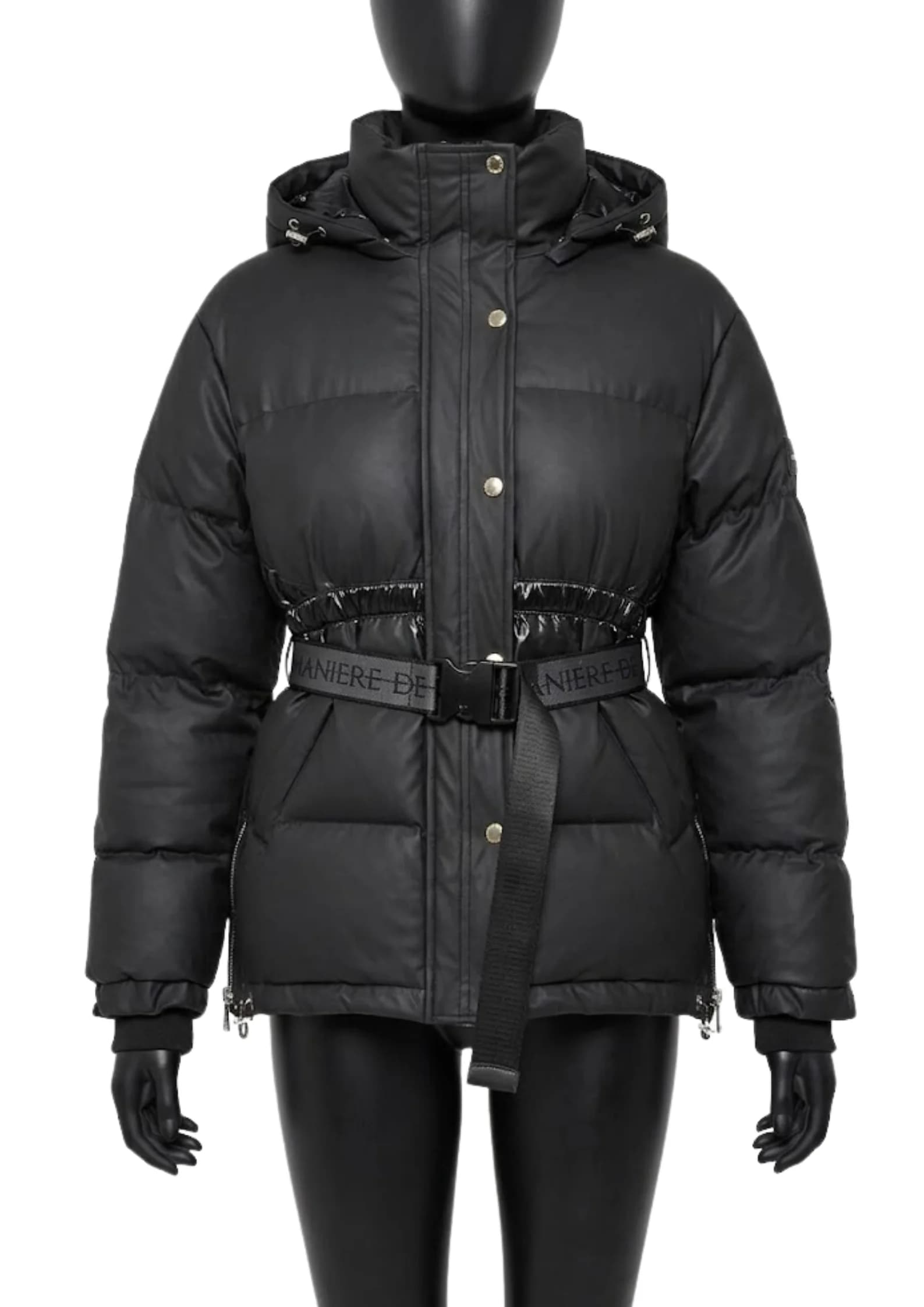 Maniere De Voir-Manière De Voir Vegan Leather Belted Puffer Jacket