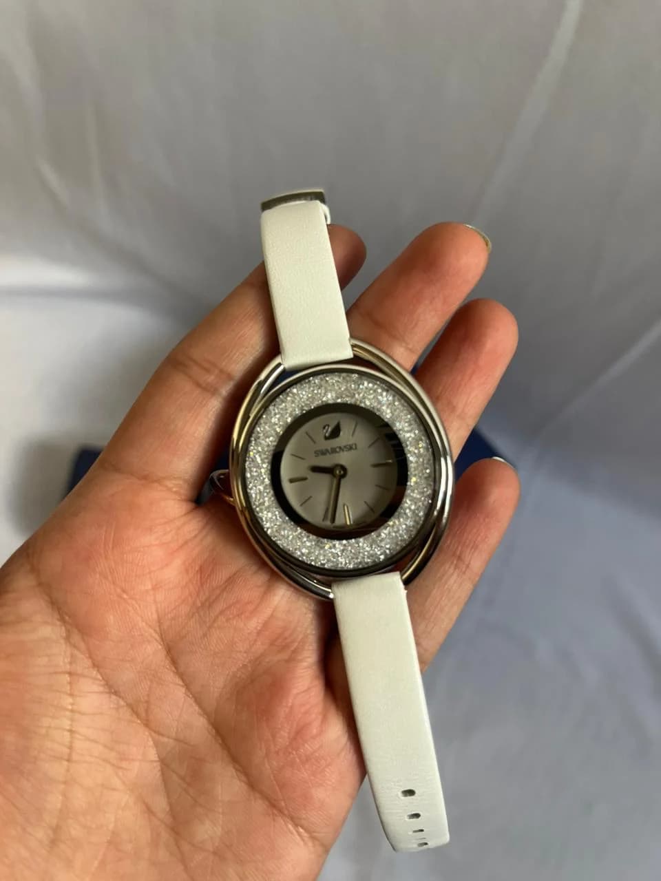 Swarovski-Swarovski Crystal Rose Watch white Leather Strap